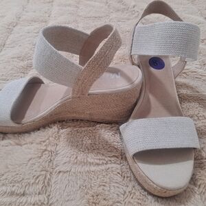 Women's Cream Wedge Sandals